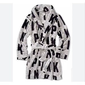 PINK Victoria’s Secret Gray Black Soft Bath Robe XS